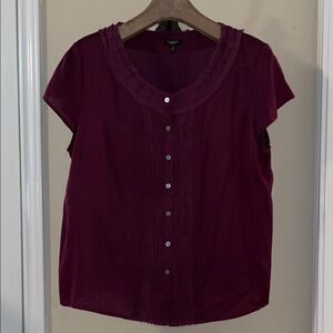 Talbots Burgundy Blouse with Button Detail